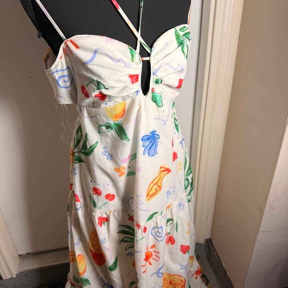 White Summer Fruits n Veggies dress Cute, Chic Size Medium Airy Dress